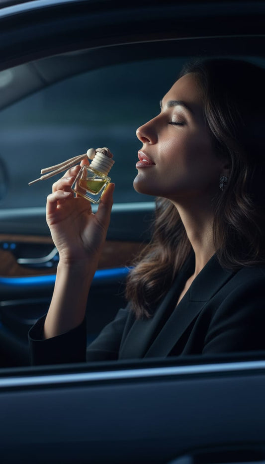 Product Overview: PJB Car Perfume
The image displays a premium car fragrance set by PJB (Personal Joy Box). The set is presented in a black box with gold branding and includes components for both immediate use and refilling.