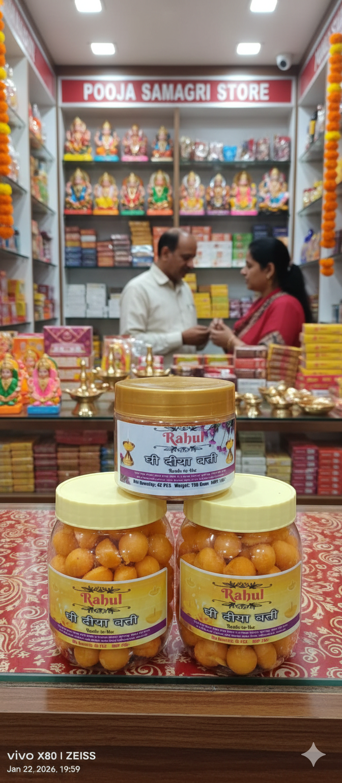 Ghee Diya Batti Ready-to-Use  | 170 Pcs | 500 Grms | Ready to Use, Pure & Bright!