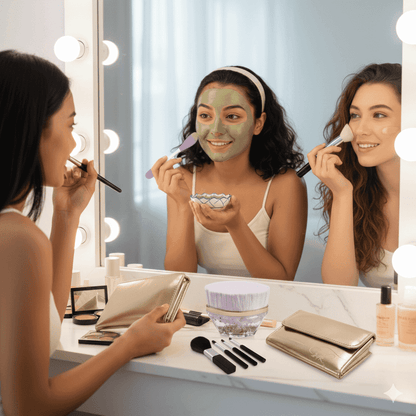 make-up 1 brush +2 Scrubber + 1 pouch of 4 pcs face brush ( combo set )