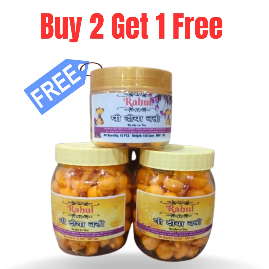 Ghee Diya Batti Ready-to-Use  | 170 Pcs | 500 Grms | Ready to Use, Pure & Bright!